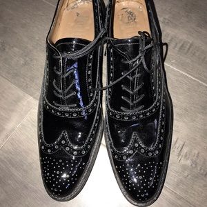Pertini patent leather block heel Oxford Shoes